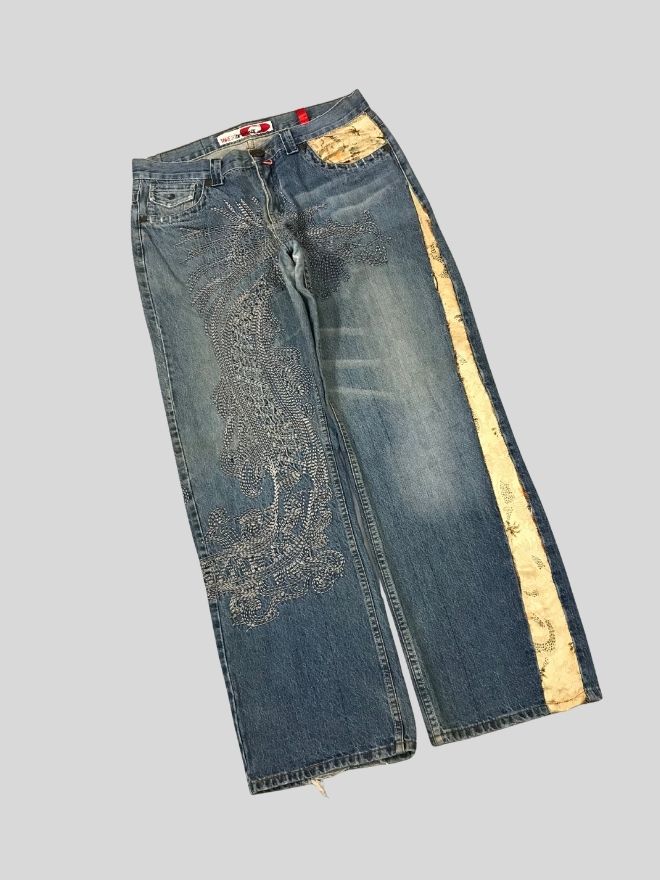 Crazy Vintage Japanese Embroidered Denim – Blue – Size 34
