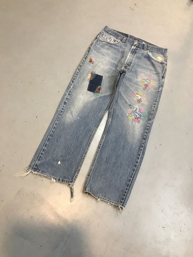 Vintage Levi’s 505 Shashiko Work Jeans – Blue Denim (Men’s Size 32)