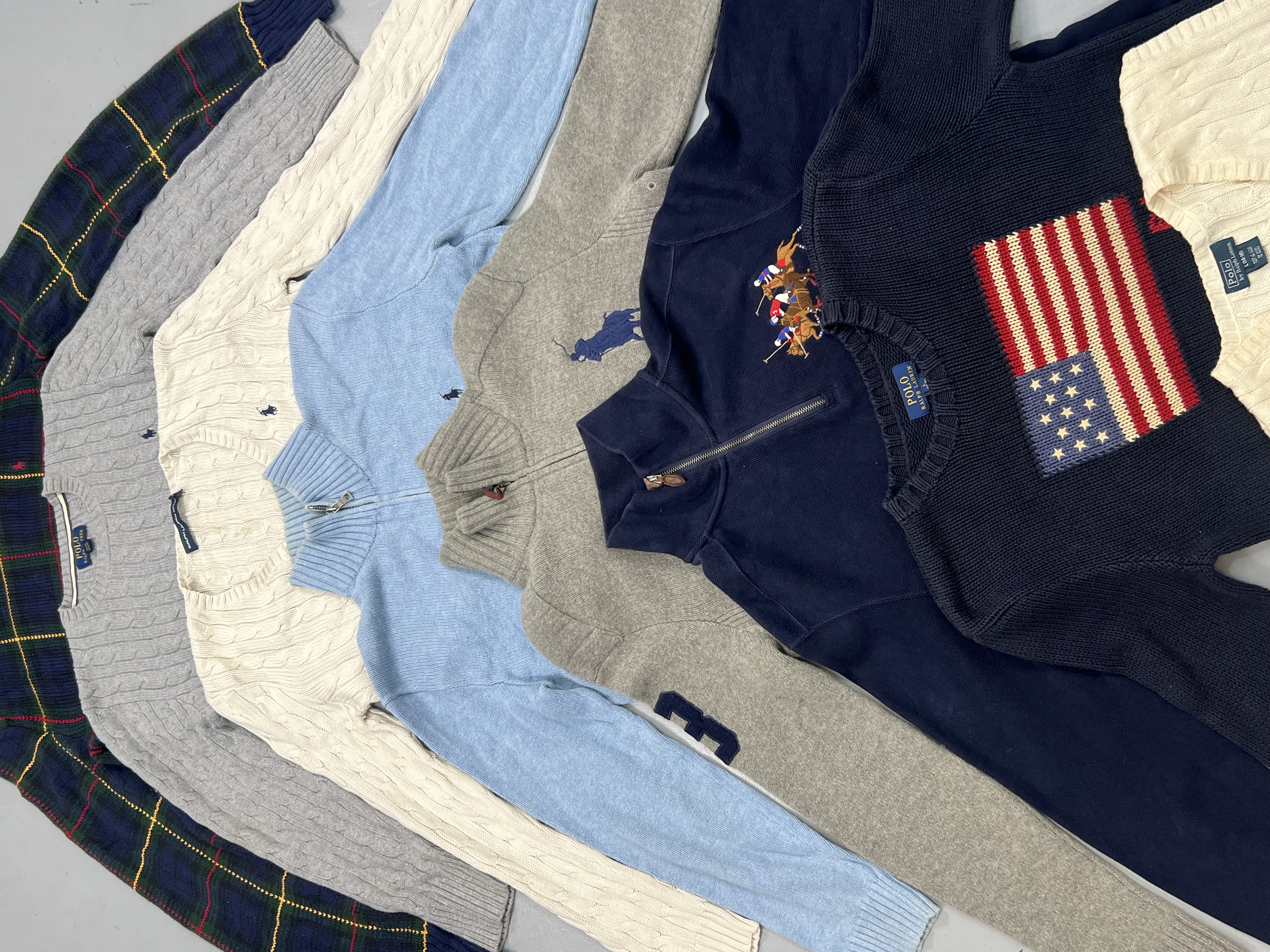 Polo Ralph Lauren Sweaters Sample Bundle – 10 Pcs – Zip & Knit Styles – Size S–XL