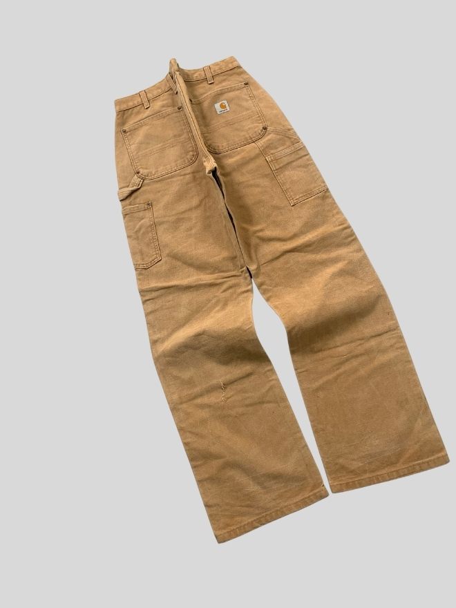 Carhartt Vintage Double Knee Denim – Beige – Size 33 – Paint Splatter Workwear