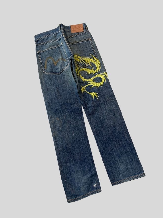 Vintage Evisu Inspired Seagull Buckle Straight Denim – Size 30x29