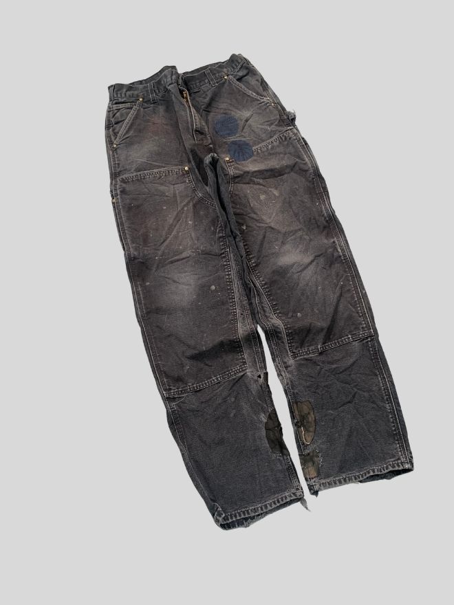 Carhartt Vintage B01 BLK Double Knee Work Pants – Black Denim – Size 34 – Repaired
