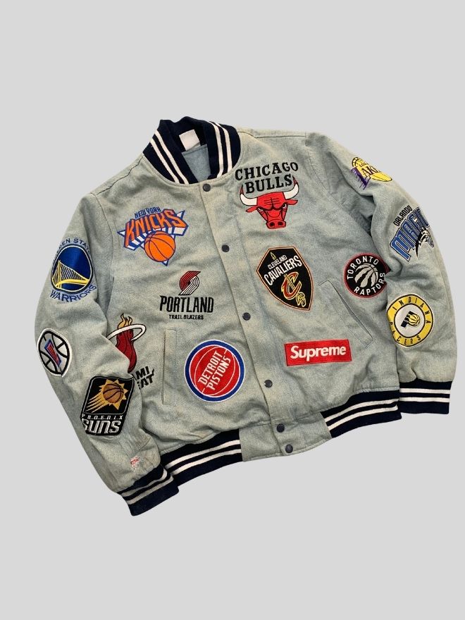 Nike × Supreme Vintage NBA Patchwork Bomber Jacket – Size M