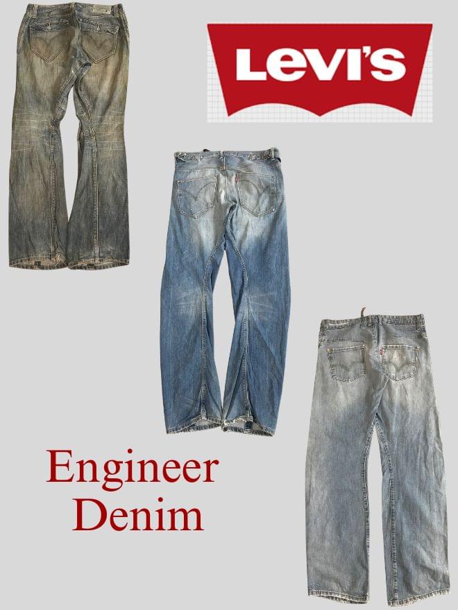Bundle of 3pcs of Vintage Levi’s Engineer Jeans Denim (Mixed Sizes) — Streetwear / Workwear