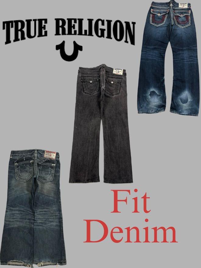 Bundle of 3 Vintage True Religion Denim Jeans – Straight, Baggy & Black (Men’s Sizes 38–40)