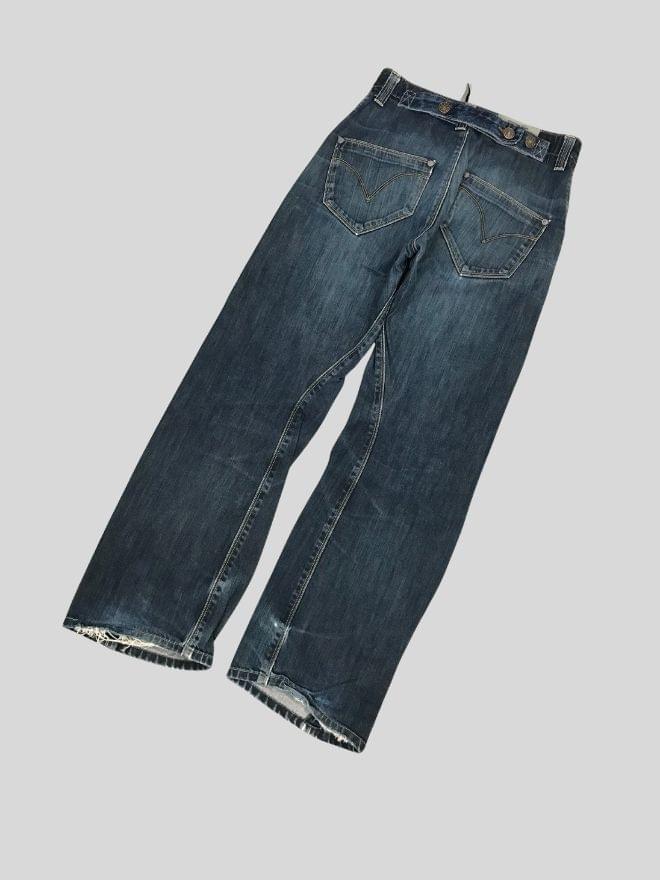 Vintage Levi’s Engineer Denim Jeans with Custom Buckle Belt – Men’s US 29