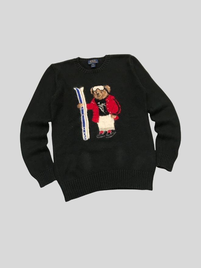 Vintage Polo Ralph Lauren Bear Knit Sweater – Blue | Women’s Small