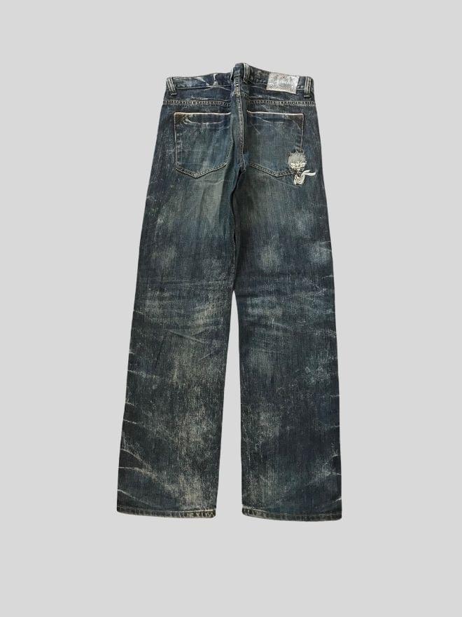 Crazy Vintage Japanese Denim – Big Train Embroidered Jeans (Men’s Size 34)