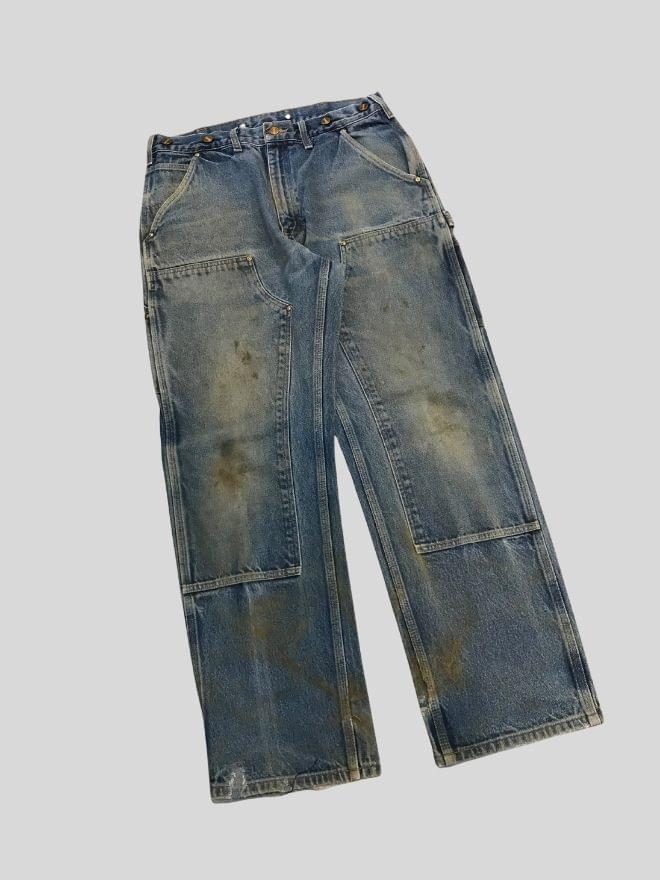 Vintage Carhartt Double Knee Workwear Denim – Blue – Size 34x31